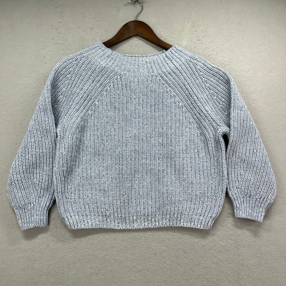 Gap Sweater Womens S Light Blue Marled Rib Chunky Knit Coastal Casual Classic